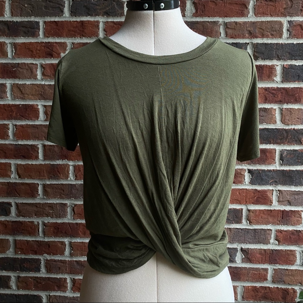 Deep Olive Green Wrap Top